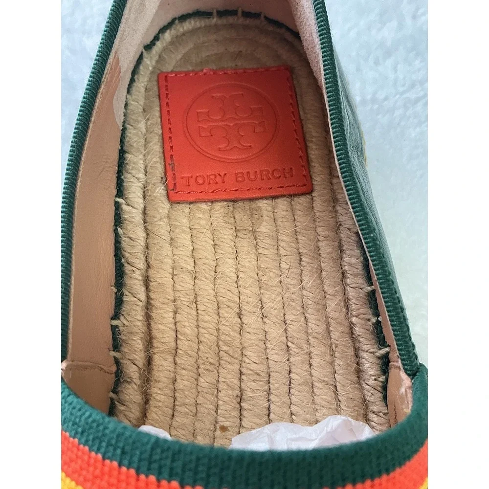 Tory Burch Multi-Color Striped Knit Platform Espadrille Shoes Green Womens‎ 6.5